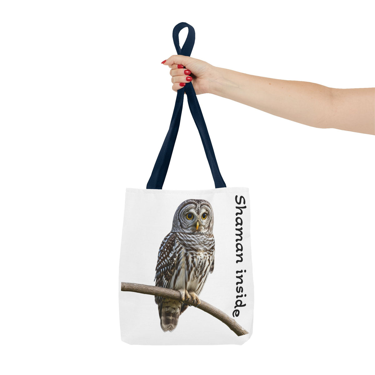 Borsa tote — Borsa tote con illustrazione "Shaman Inside" a forma di piccolo gufo