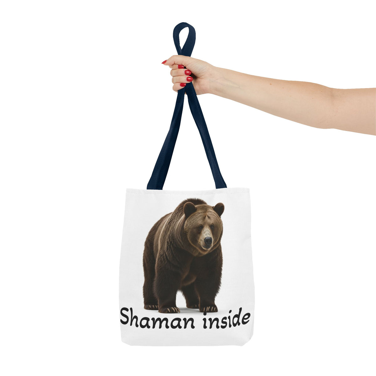 Borsa tote sciamanica con orso grizzly — Shopper in tela con fauna selvatica spirituale