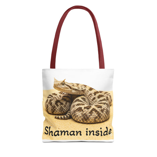 Shaman Inside Aspis Tote Bag — Spiritual Snake Print AOP Tote