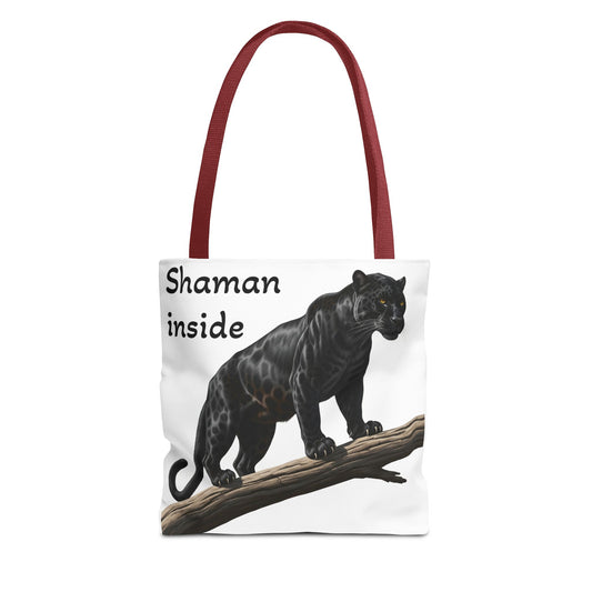 Shaman Inside Tote Bag — Black Panther Spirit Animal Canvas Tote
