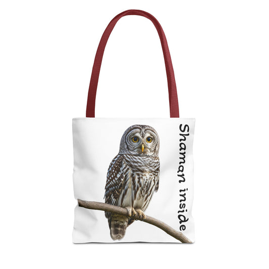 Borsa tote — Borsa tote con illustrazione "Shaman Inside" a forma di piccolo gufo