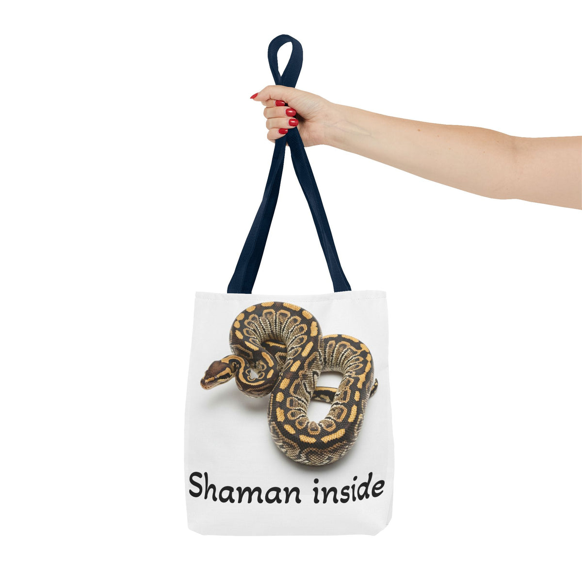 Snake Shaman Python Tote Bag — 'Shaman Inside' Printed Canvas Tote
