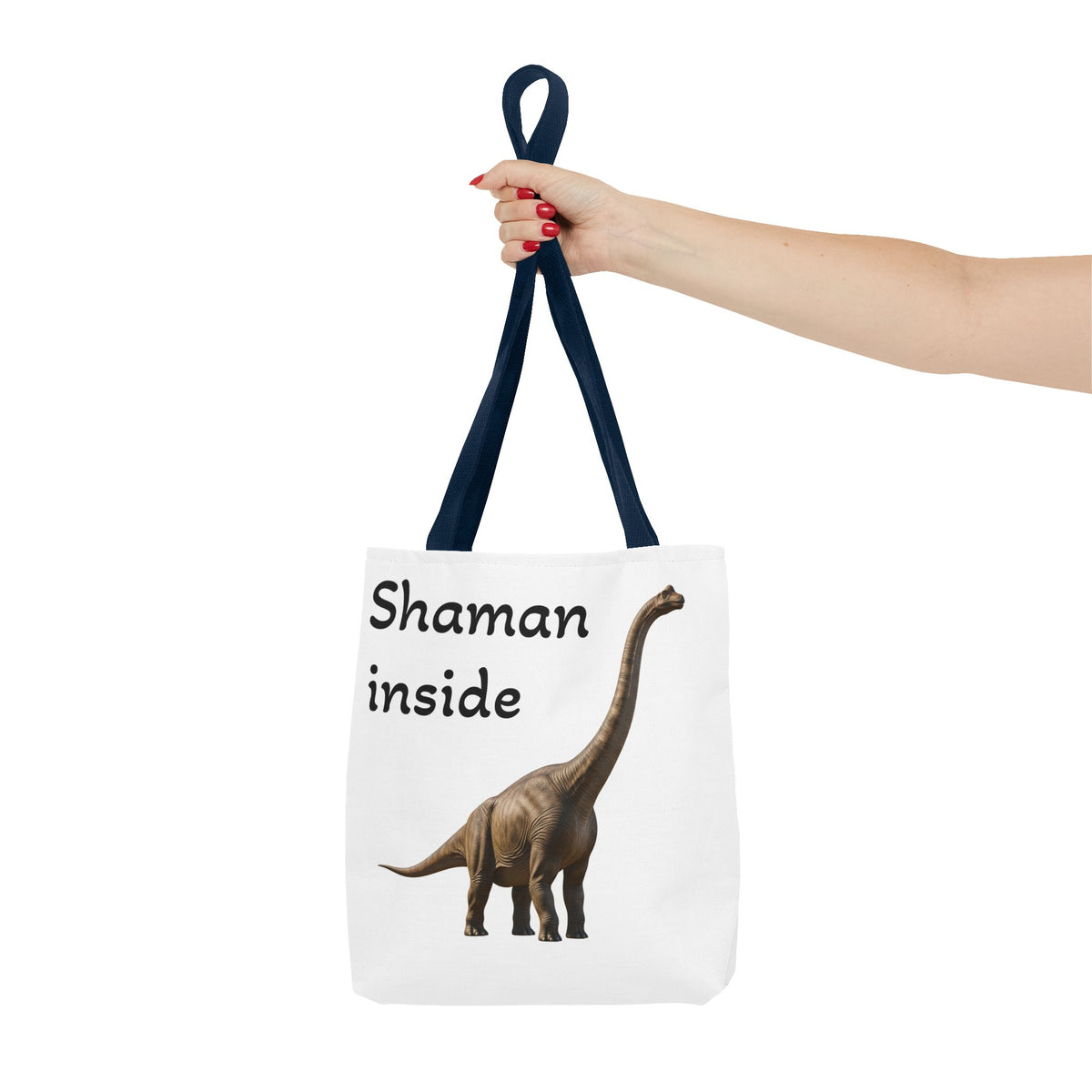 Tote Bag Shaman Inside – Eco Shopper con divertente grafica di dinosauro