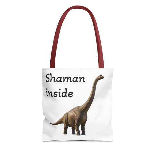 Shaman Inside Tote Bag – Funny Dinosaur Graphic Eco Shopper