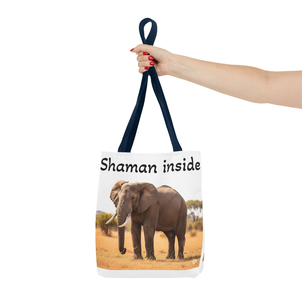Shaman Inside Elephant Tote Bag — Spiritual Animal Print Canvas Tote