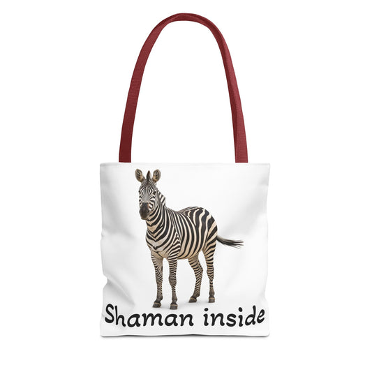 Zebra 'Shaman Inside' Tote Bag — Boho Animal Print Shopper