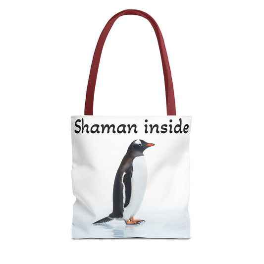 Shaman Inside Penguin Tote Bag – Spiritual Wildlife AOP Reusable Tote