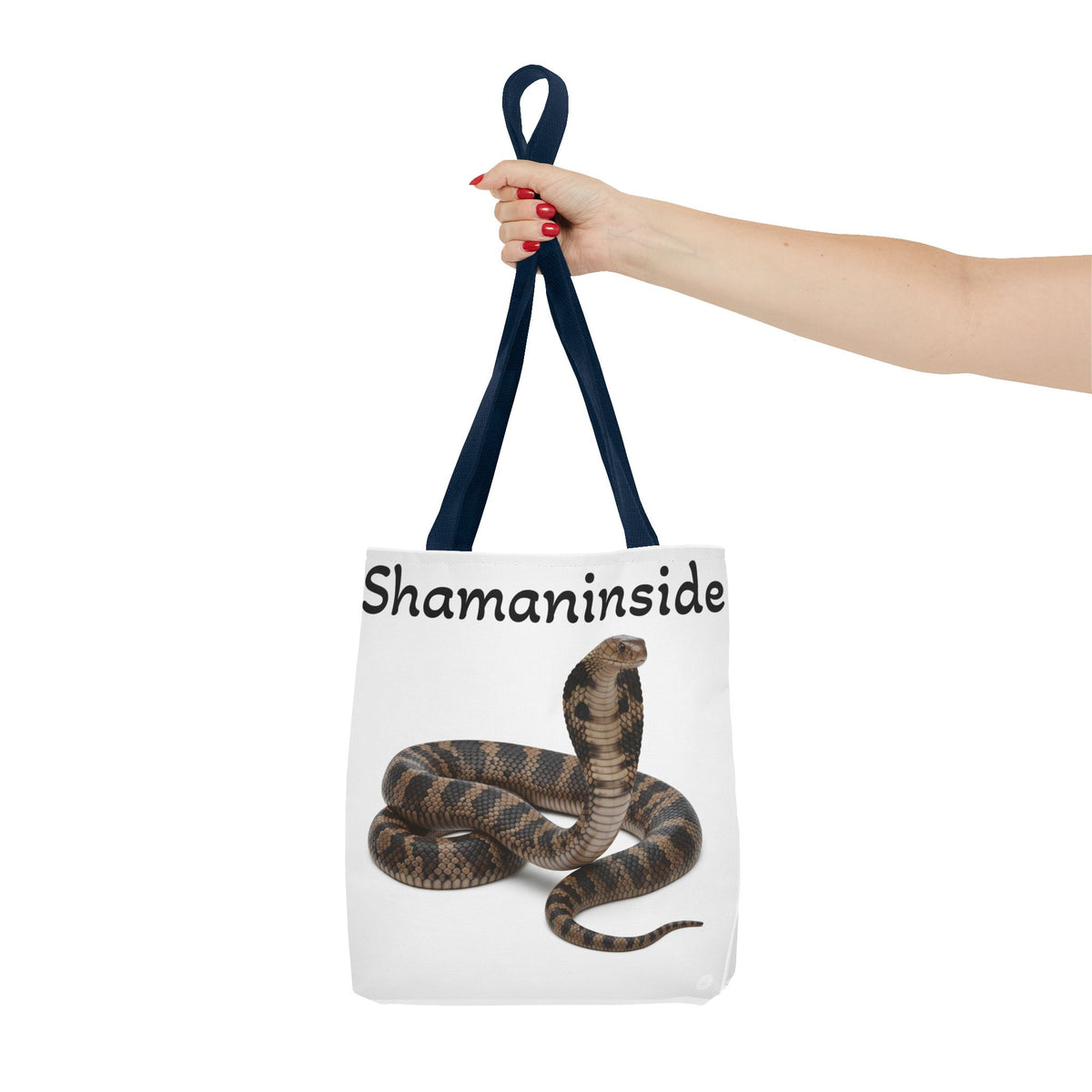 Borsa tote Cobra Shaman Inside — Borsa da spiaggia e da mercato con stampa spirituale di serpente