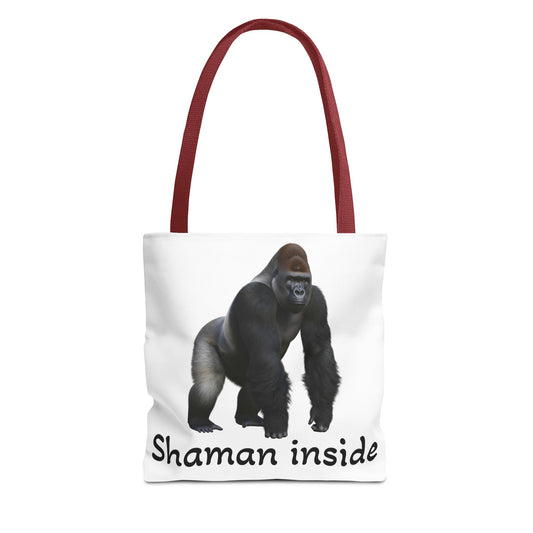 Borsa tote Shaman Inside Gorilla — Borsa tote con divertente stampa di animale spirituale