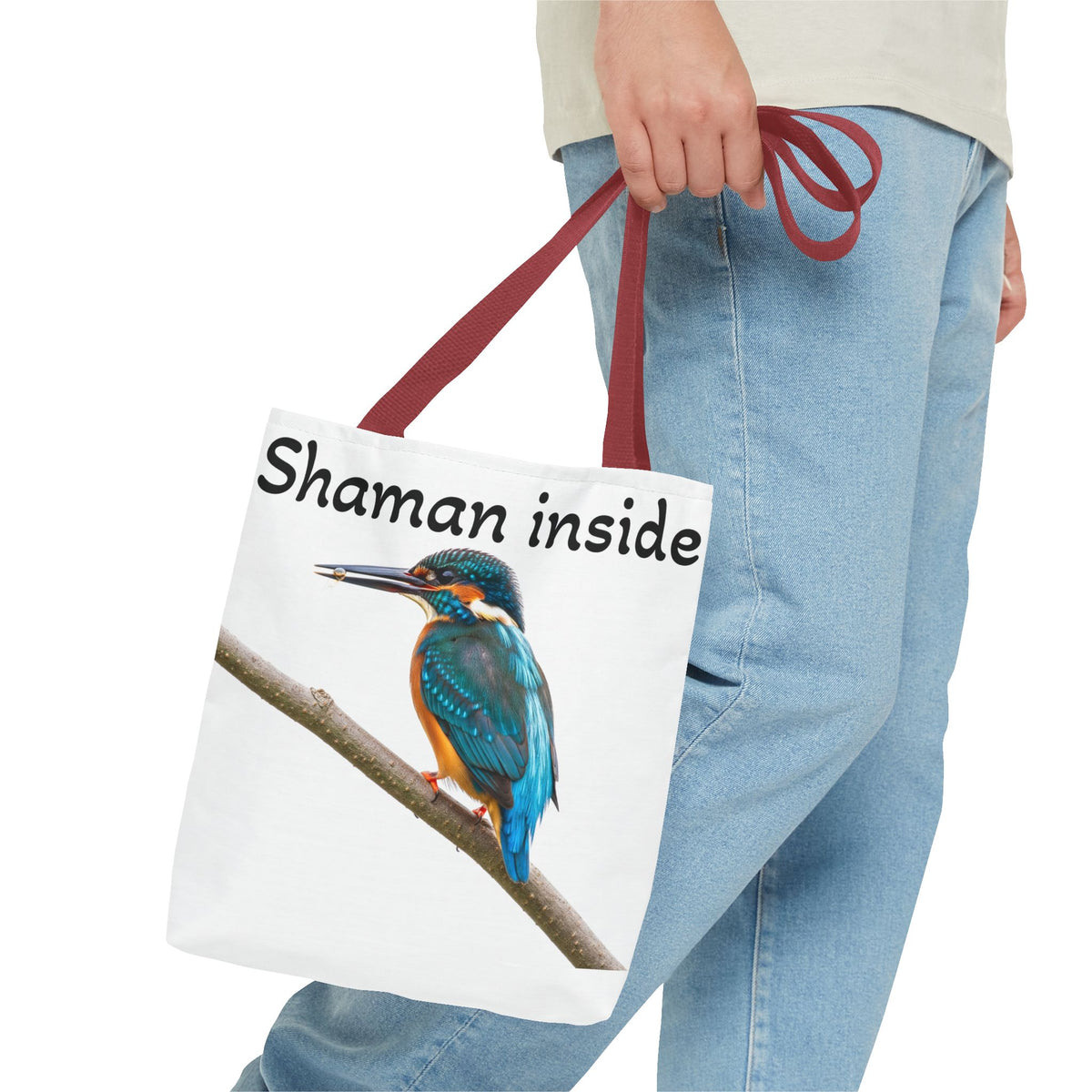 Tote Bag — Borsa shopper illustrata con martin pescatore "Shaman Inside"