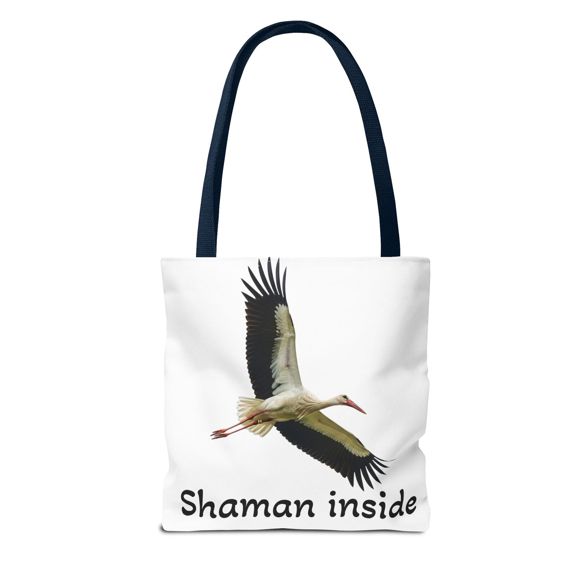 Borsa tote Shaman Inside Crane — Borsa tote spirituale con cicogna in volo per sciamani e guaritori