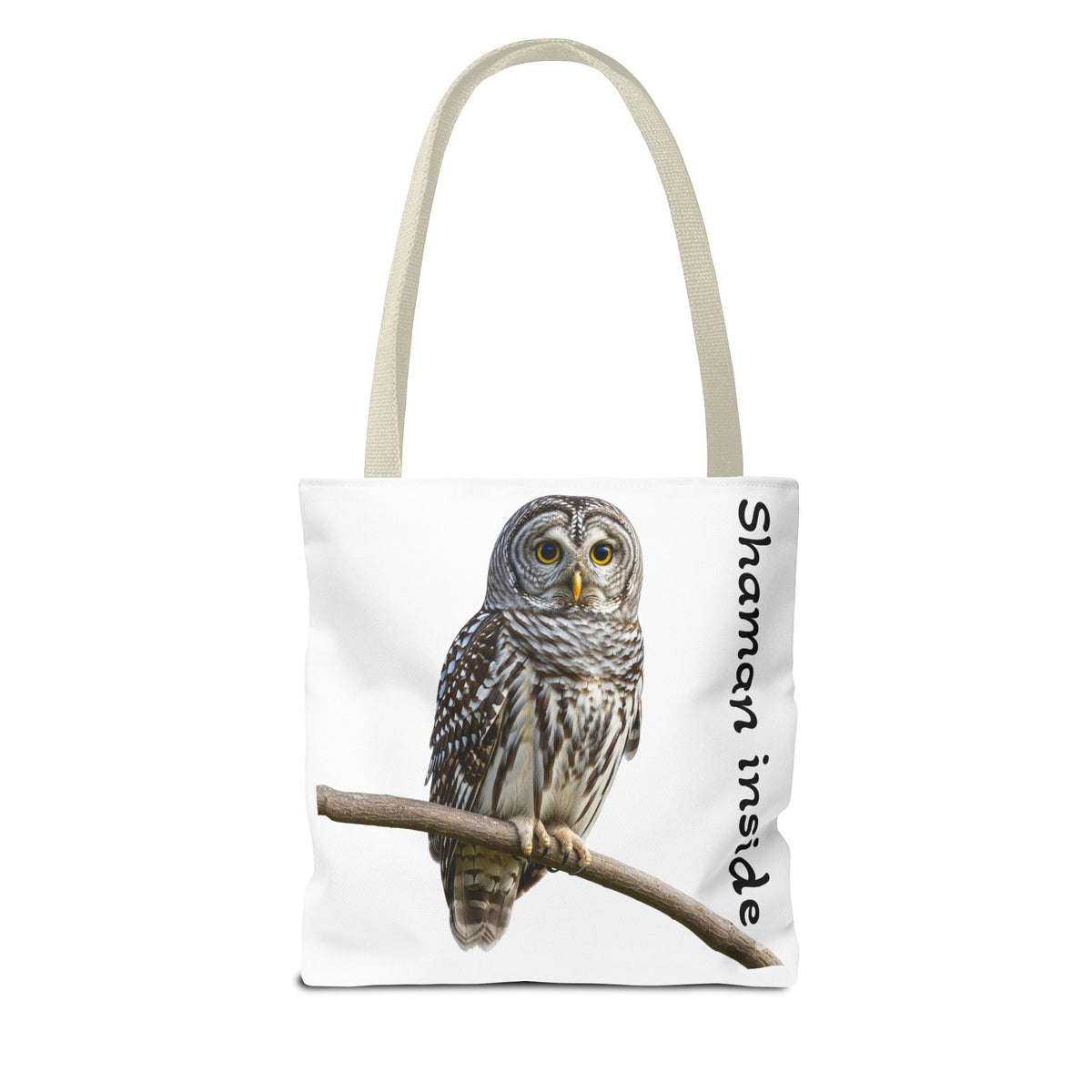 Borsa tote — Borsa tote con illustrazione "Shaman Inside" a forma di piccolo gufo