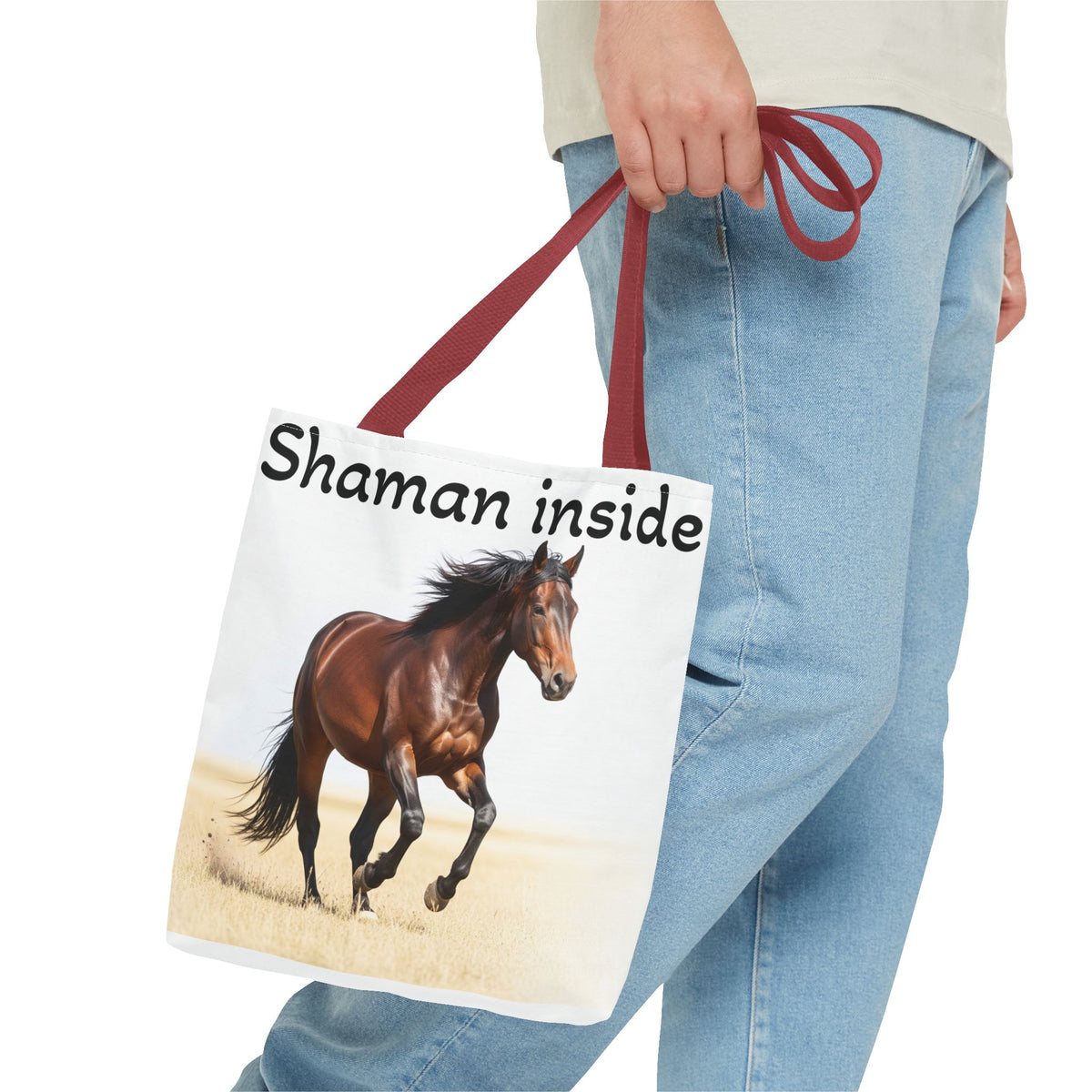 Borsa tote Cavallo Mustang Spirito Sciamanico — Borsa in tela equestre spirituale