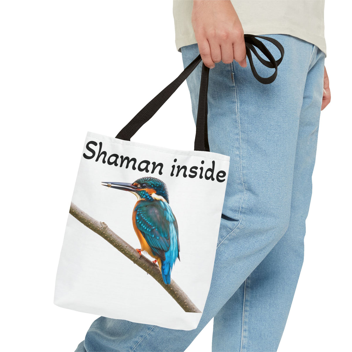 Tote Bag — Borsa shopper illustrata con martin pescatore "Shaman Inside"