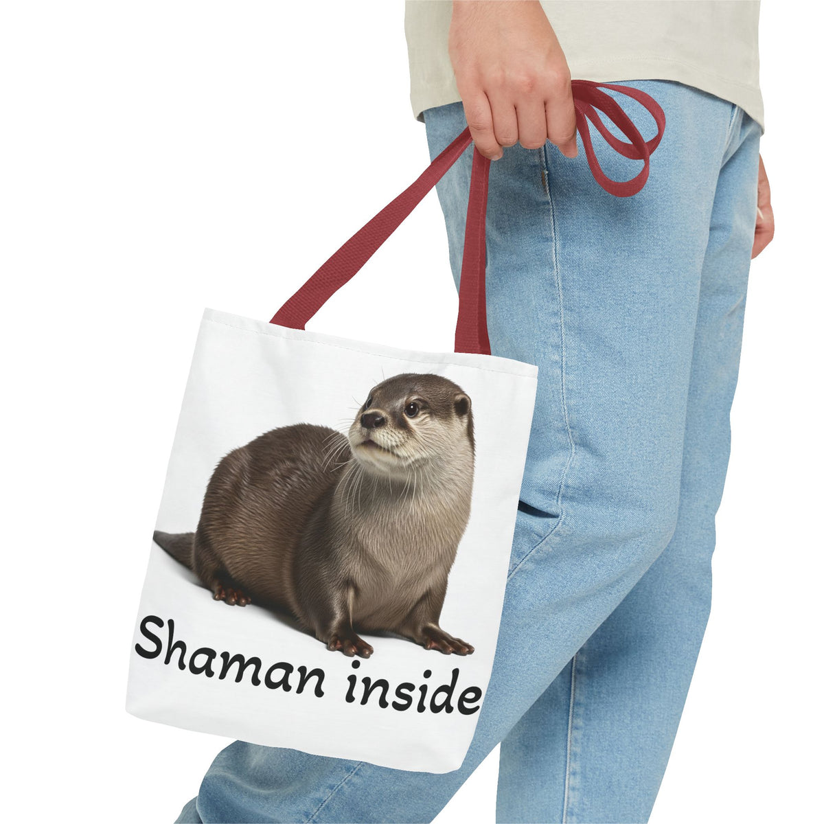 Borsa shopper "Shaman Inside" con lontra - Simpatica borsa boho con animali