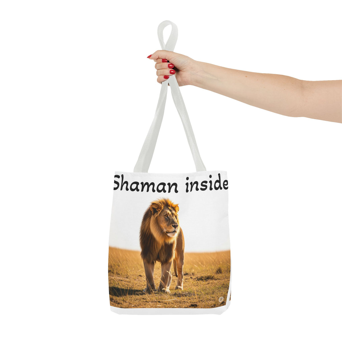 Tote Bag — Borsa in tela "Shaman Inside" con stampa di leone, per amanti degli animali e sciamani