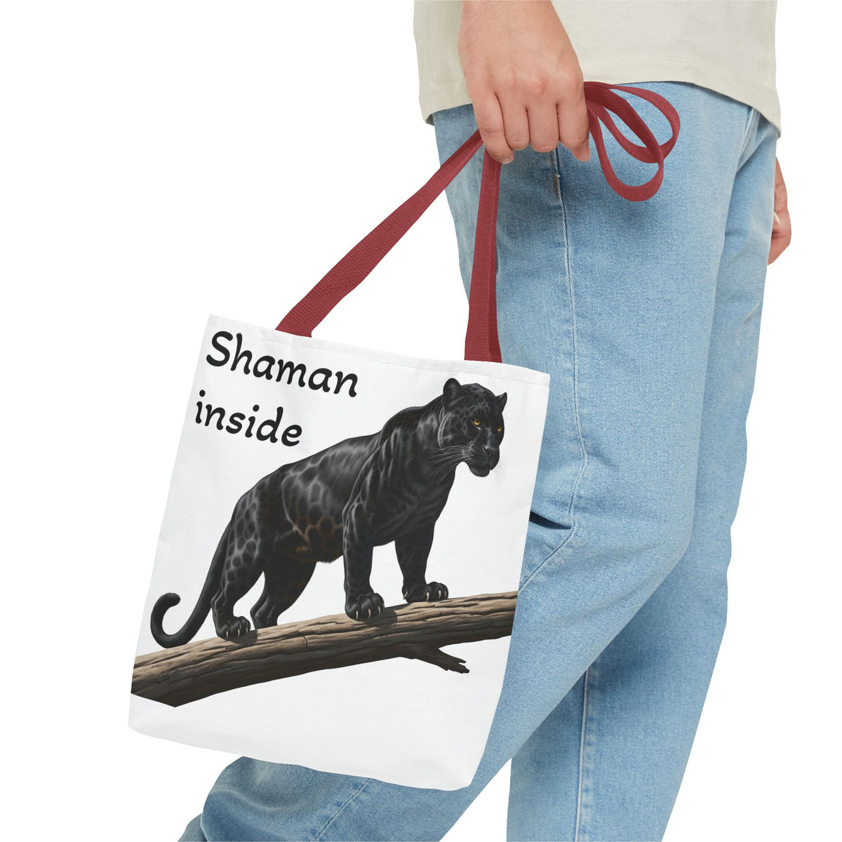 Shaman Inside Tote Bag — Black Panther Spirit Animal Canvas Tote