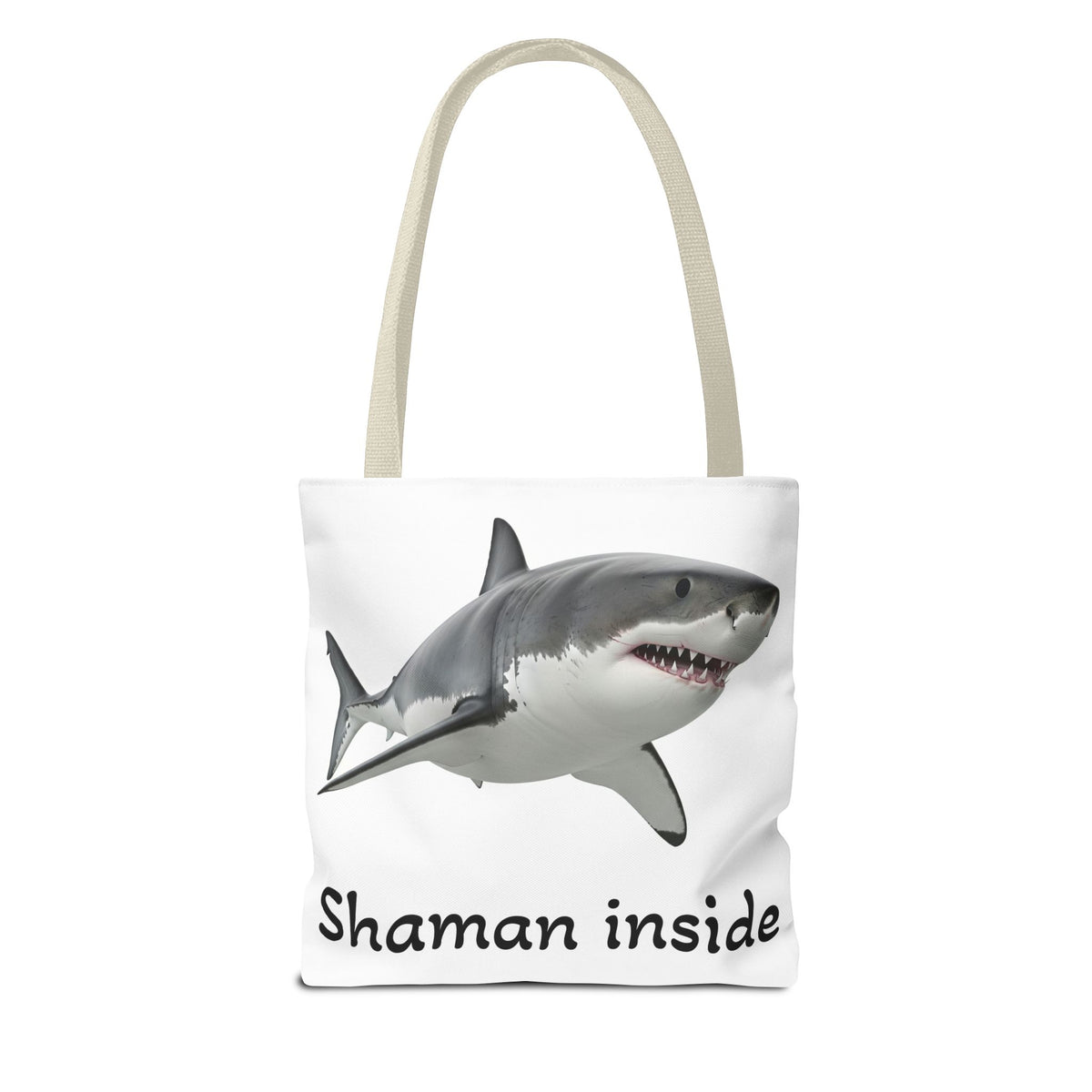 Shaman Inside Shark Tote Bag — Funny Spiritual Ocean Animal Tote