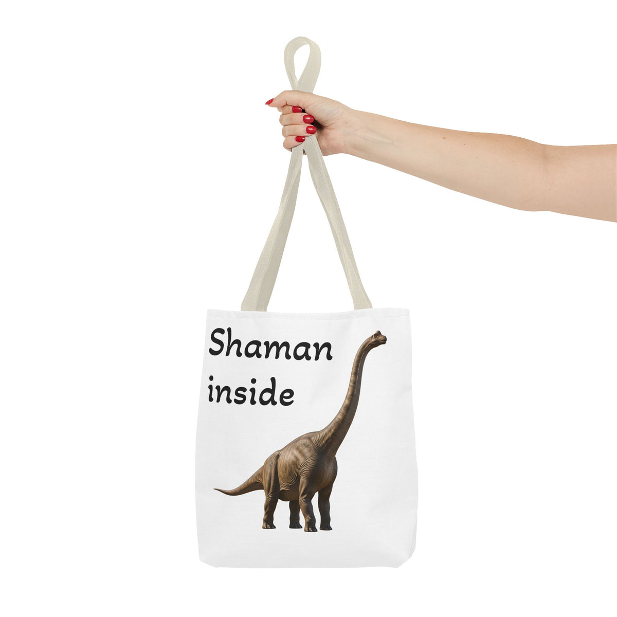 Tote Bag Shaman Inside – Eco Shopper con divertente grafica di dinosauro