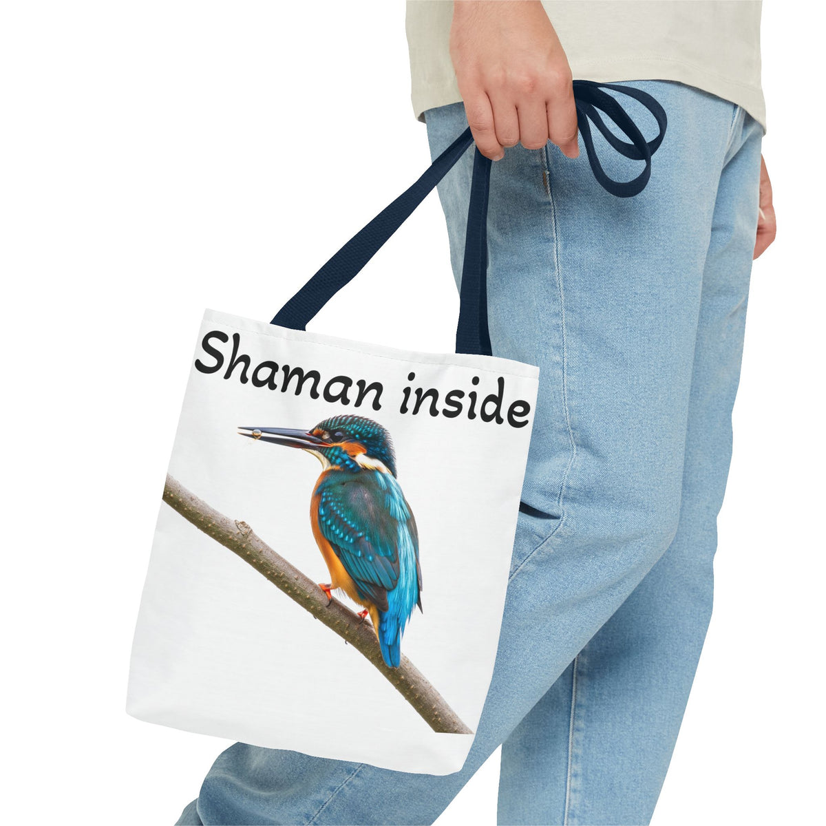 Tote Bag — Borsa shopper illustrata con martin pescatore "Shaman Inside"