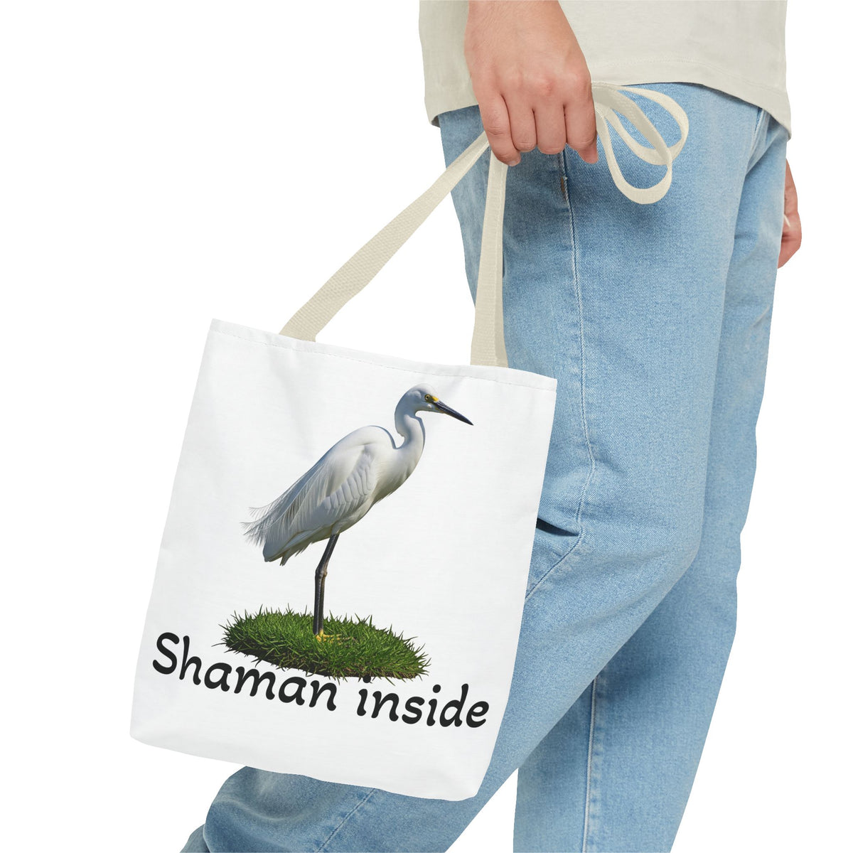 Heron 'Shaman Inside' Tote Bag — Spiritual Wildlife Canvas Tote