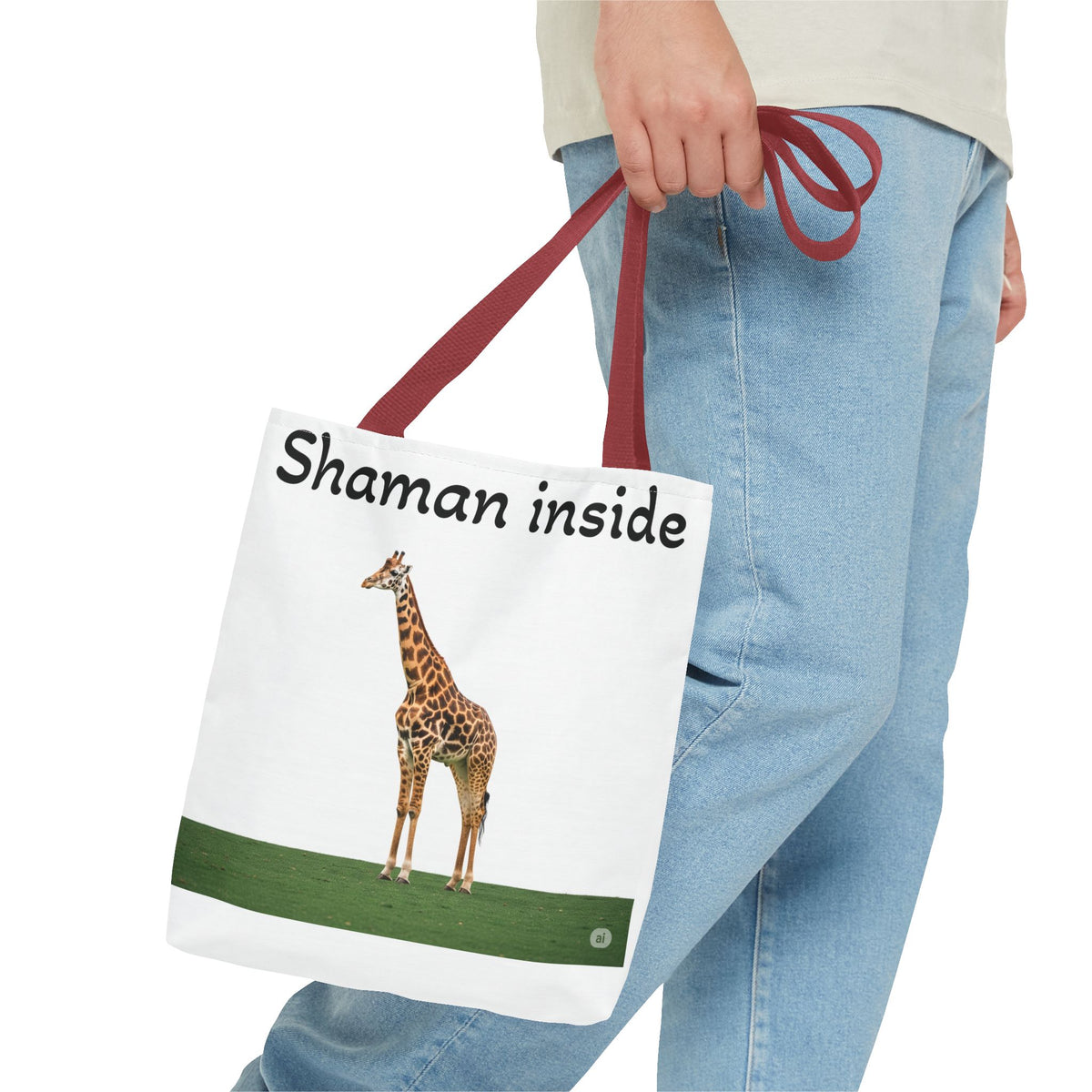 Borsa tote Giraffa Sciamano interiore – Tote bag con stampa all-over di animale spirituale