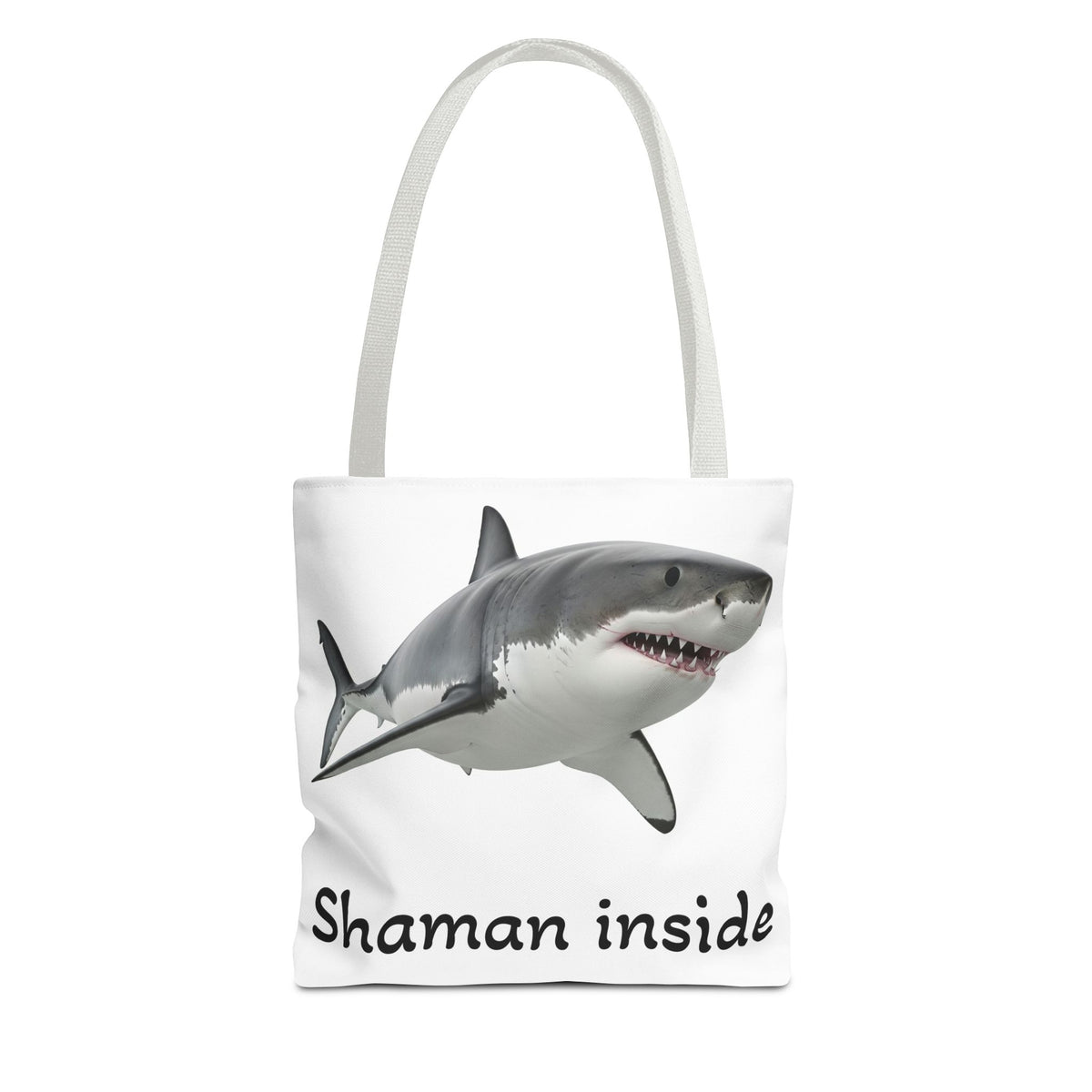 Shaman Inside Shark Tote Bag — Funny Spiritual Ocean Animal Tote