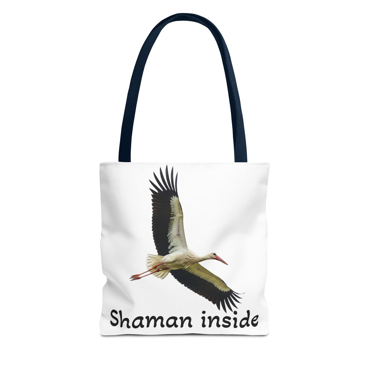 Borsa tote Shaman Inside Crane — Borsa tote spirituale con cicogna in volo per sciamani e guaritori