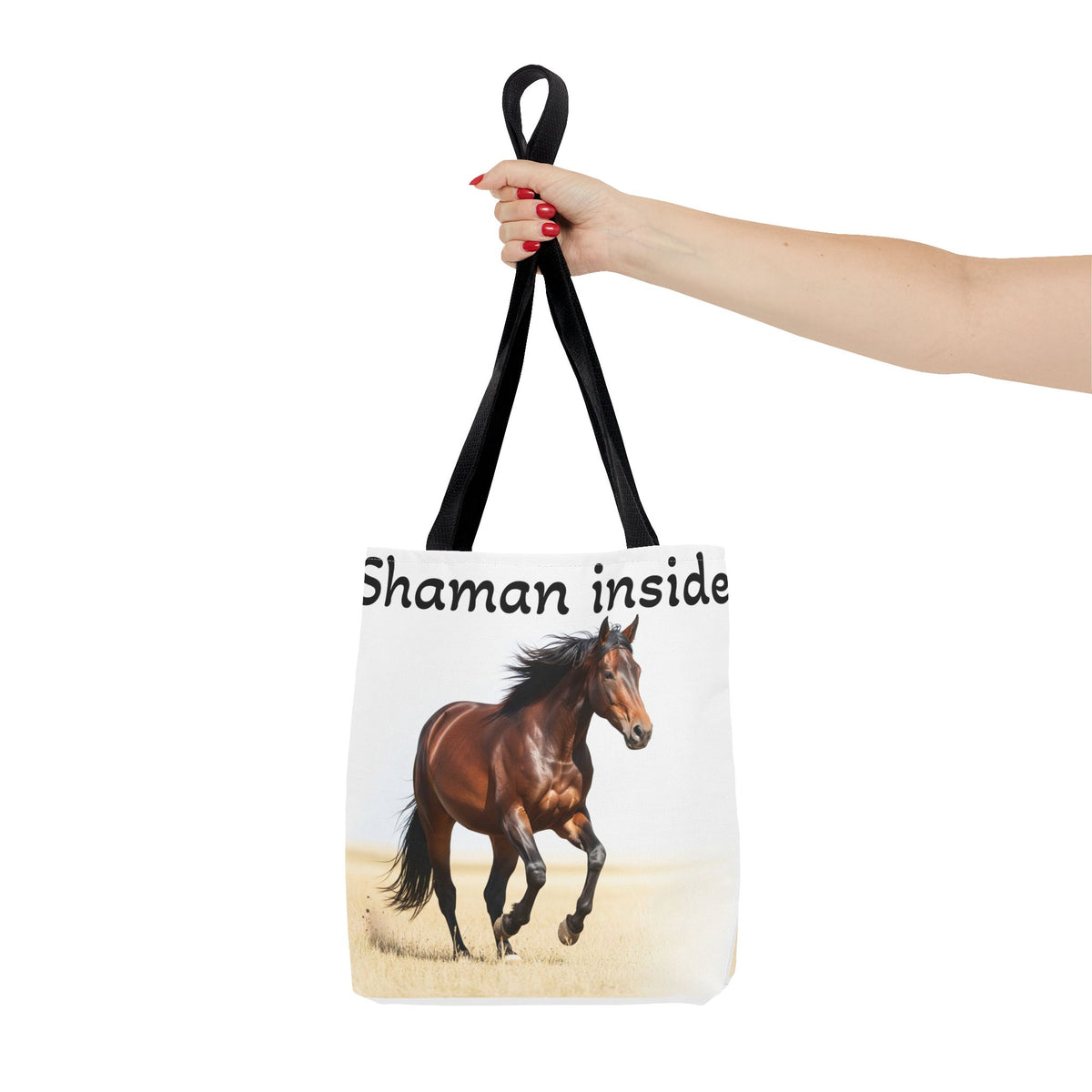 Borsa tote Cavallo Mustang Spirito Sciamanico — Borsa in tela equestre spirituale