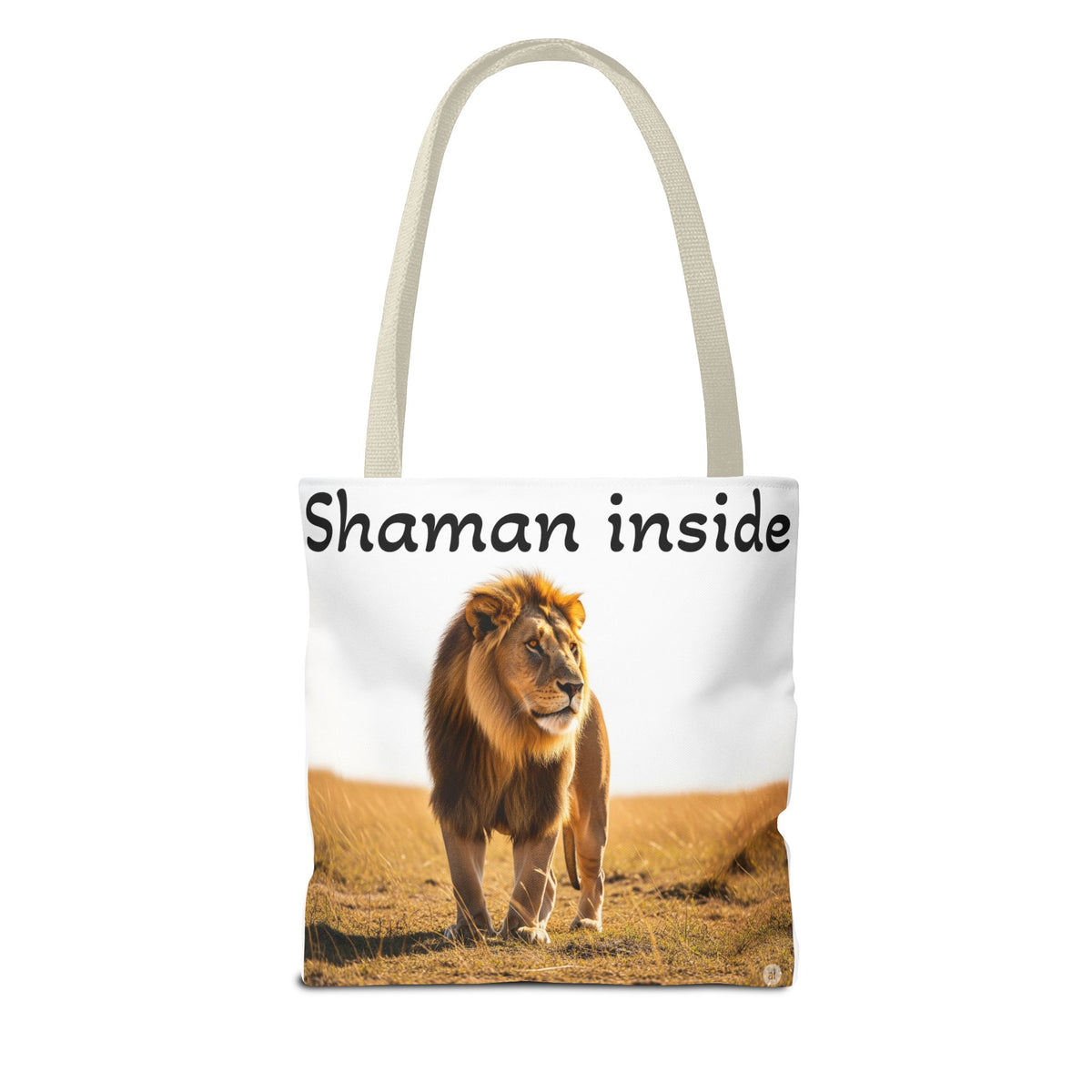 Tote Bag — Borsa in tela "Shaman Inside" con stampa di leone, per amanti degli animali e sciamani