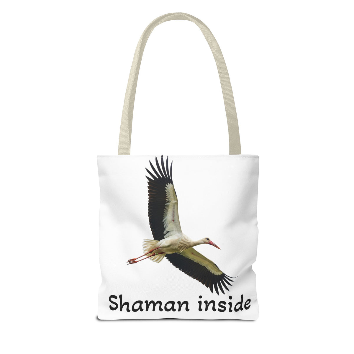 Borsa tote Shaman Inside Crane — Borsa tote spirituale con cicogna in volo per sciamani e guaritori