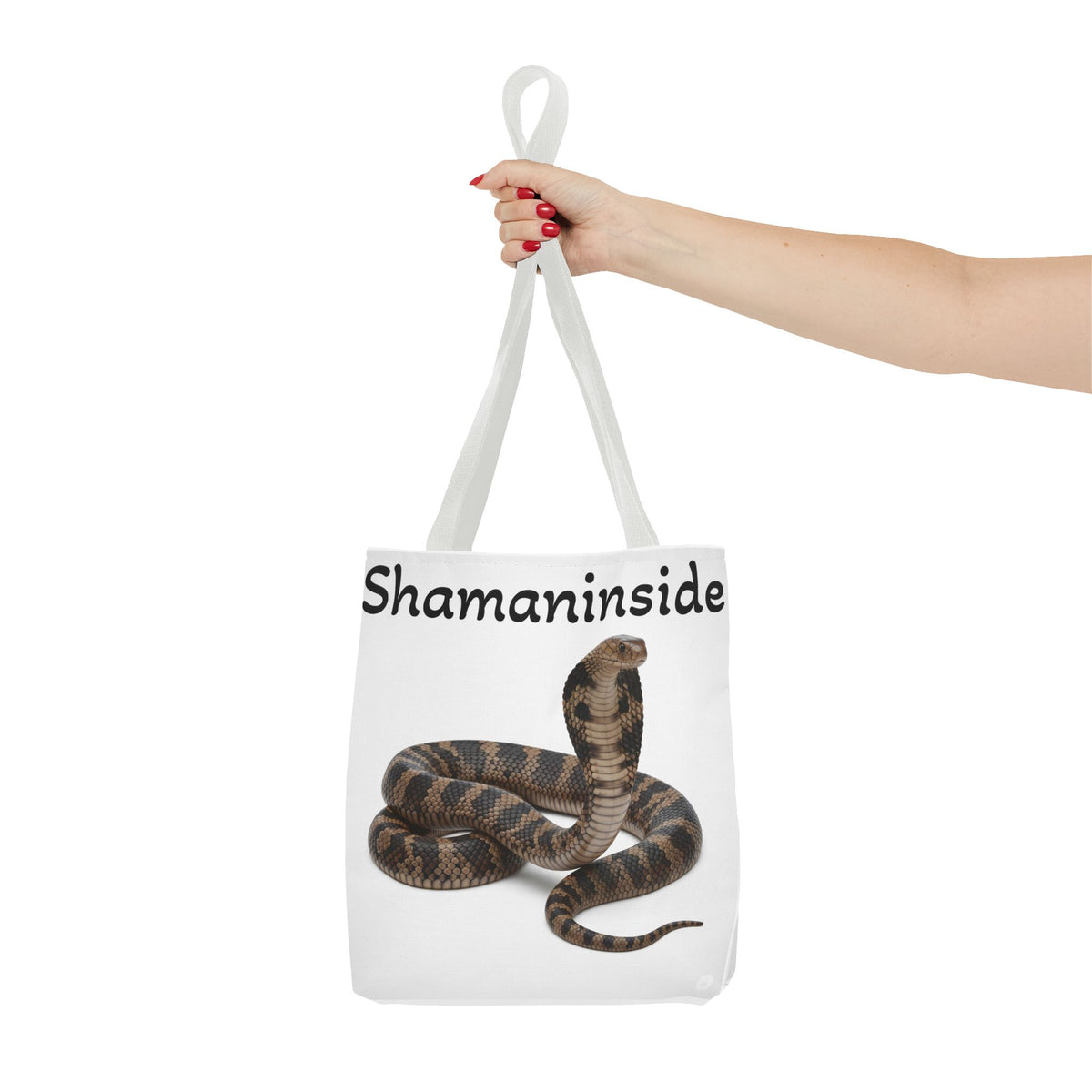 Borsa tote Cobra Shaman Inside — Borsa da spiaggia e da mercato con stampa spirituale di serpente