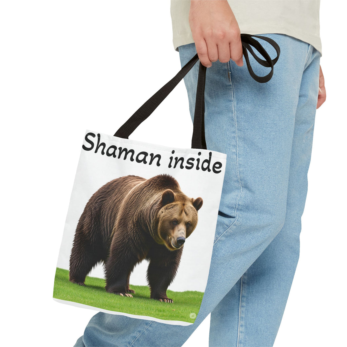 Borsa tote Shaman Inside Bear — Borsa riutilizzabile con spirito guida animale spirituale