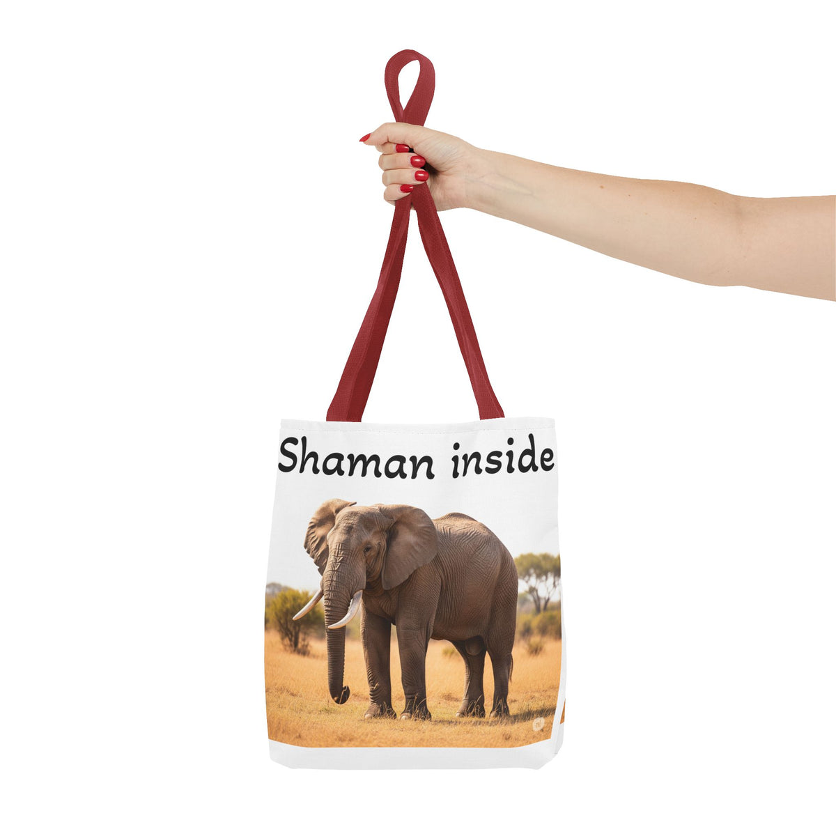 Borsa shopper "Shaman Inside Elephant" — Borsa in tela con stampa di animale spirituale