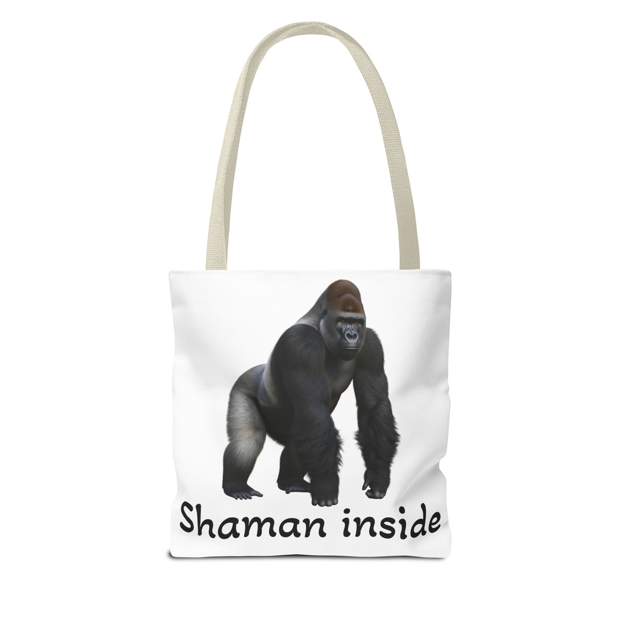 Borsa tote Shaman Inside Gorilla — Borsa tote con divertente stampa di animale spirituale