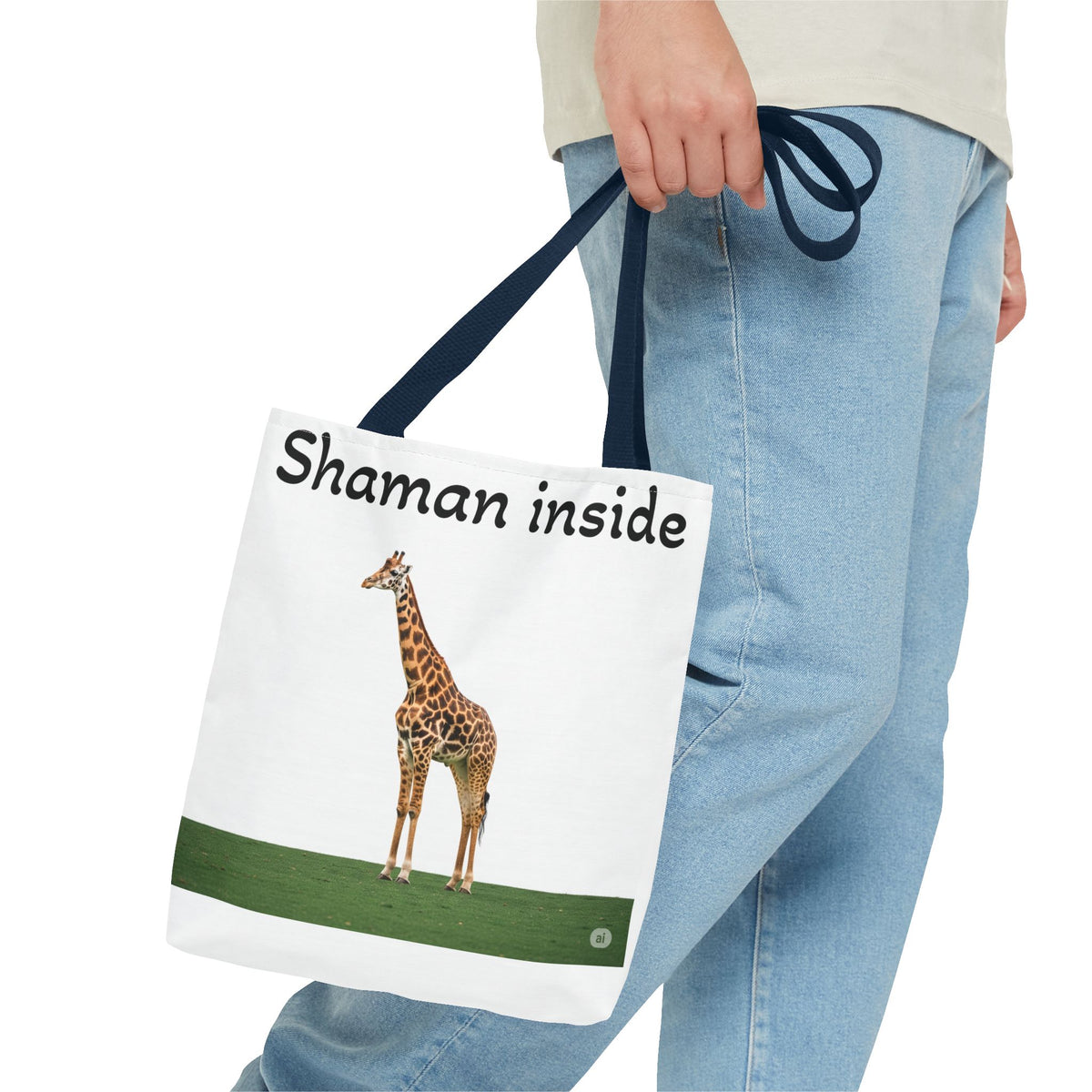 Borsa tote Giraffa Sciamano interiore – Tote bag con stampa all-over di animale spirituale