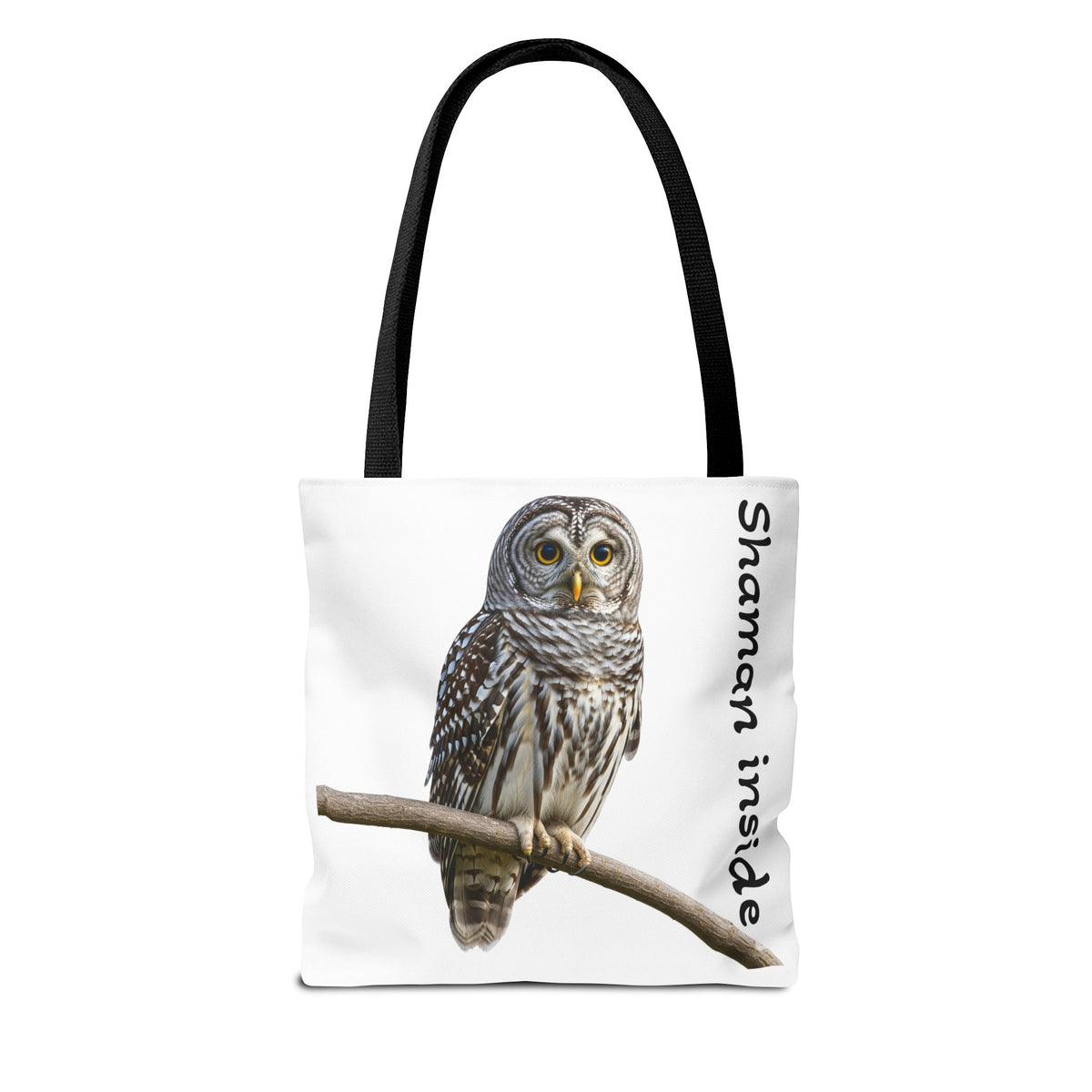 Borsa tote — Borsa tote con illustrazione "Shaman Inside" a forma di piccolo gufo