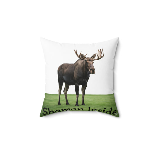 Shaman Inside Moose Pillow, Cozy Home Decor, Animal Lover Gift, Rustic Accent Cushion, Shaman Inside, Wildlife Bedroom Decor