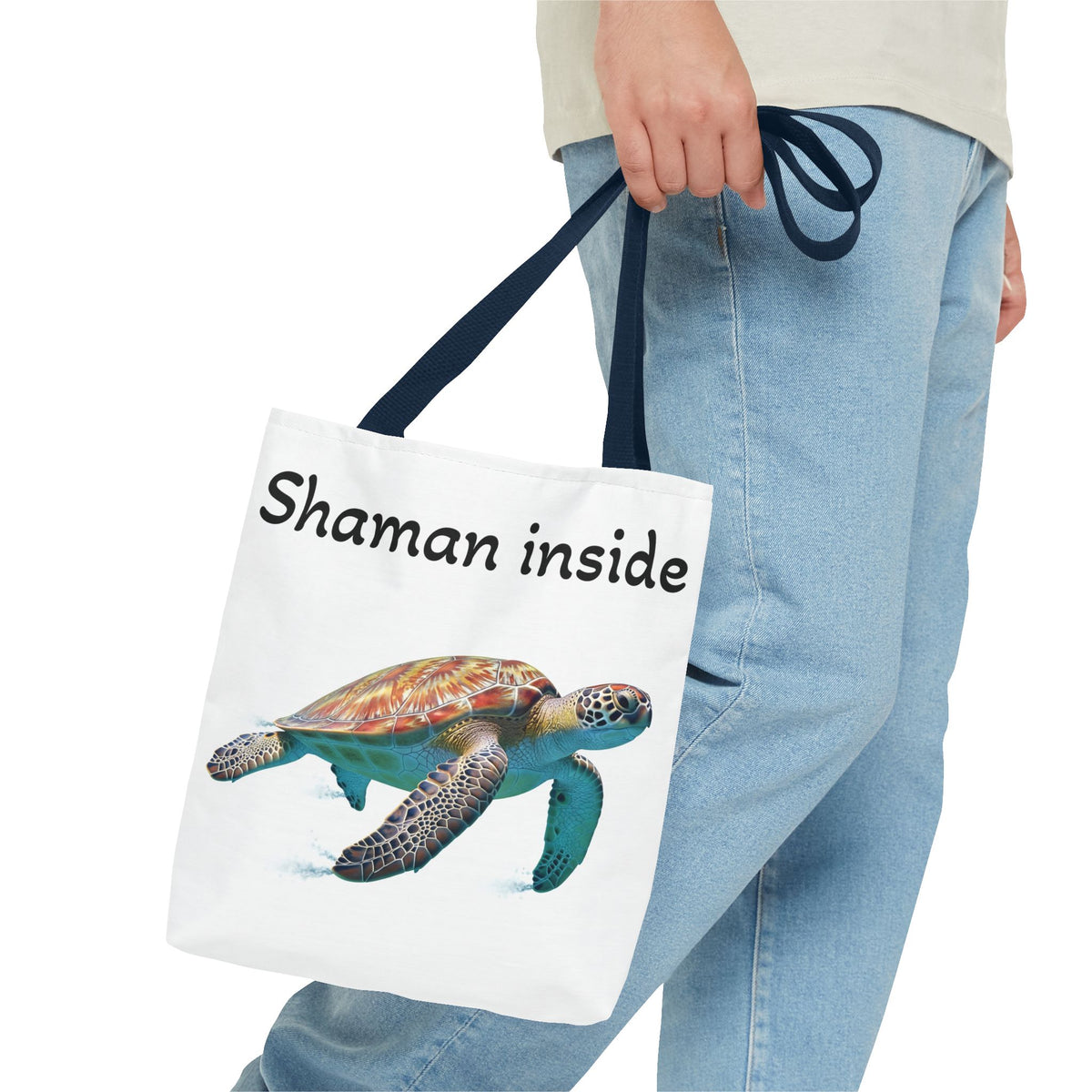 Shaman Inside Sea Turtle Tote Bag — Spiritual Beach Canvas Tote