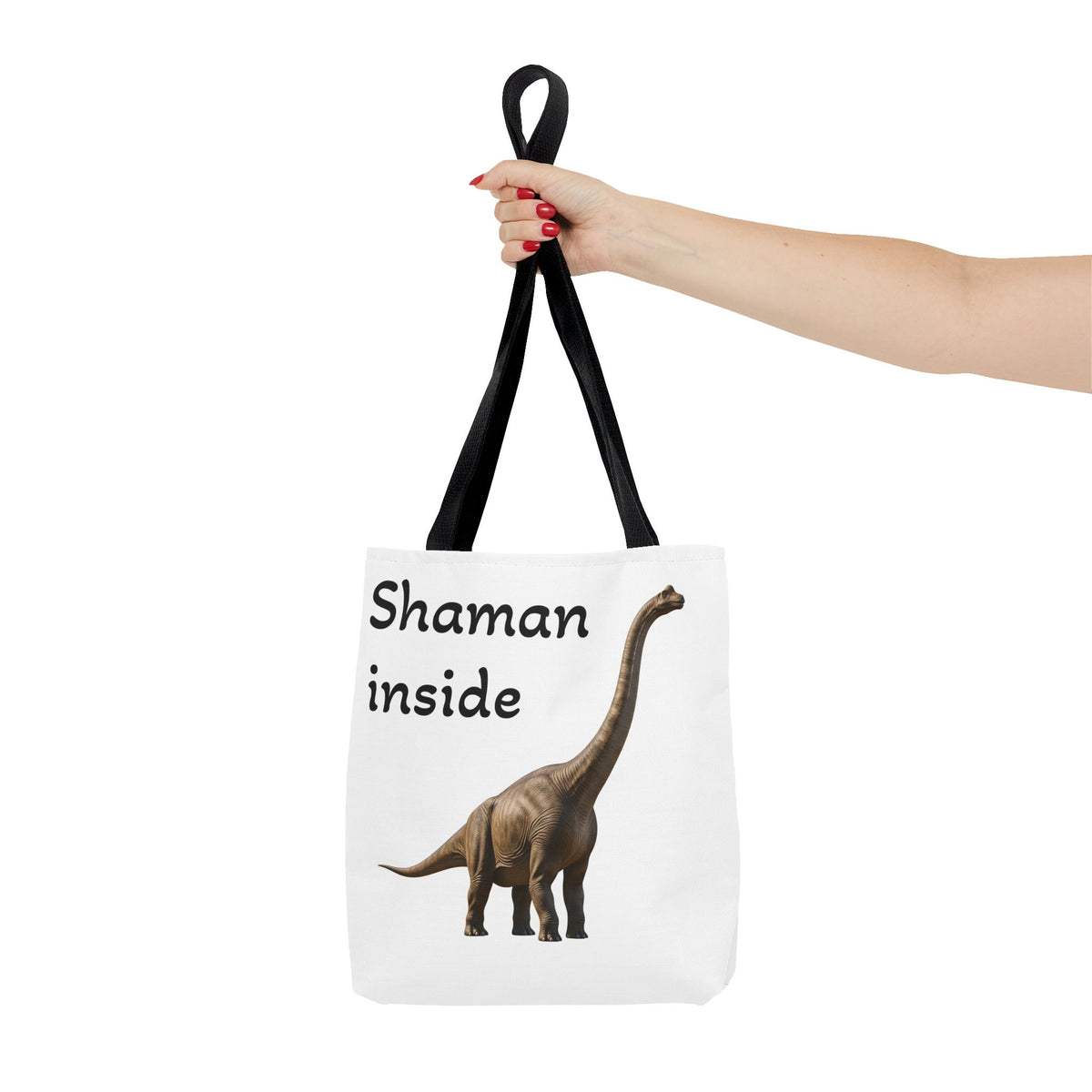 Tote Bag Shaman Inside – Eco Shopper con divertente grafica di dinosauro