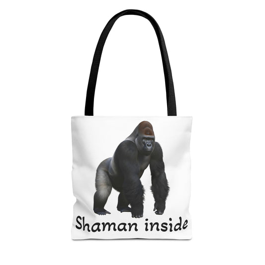 Borsa tote Shaman Inside Gorilla — Borsa tote con divertente stampa di animale spirituale