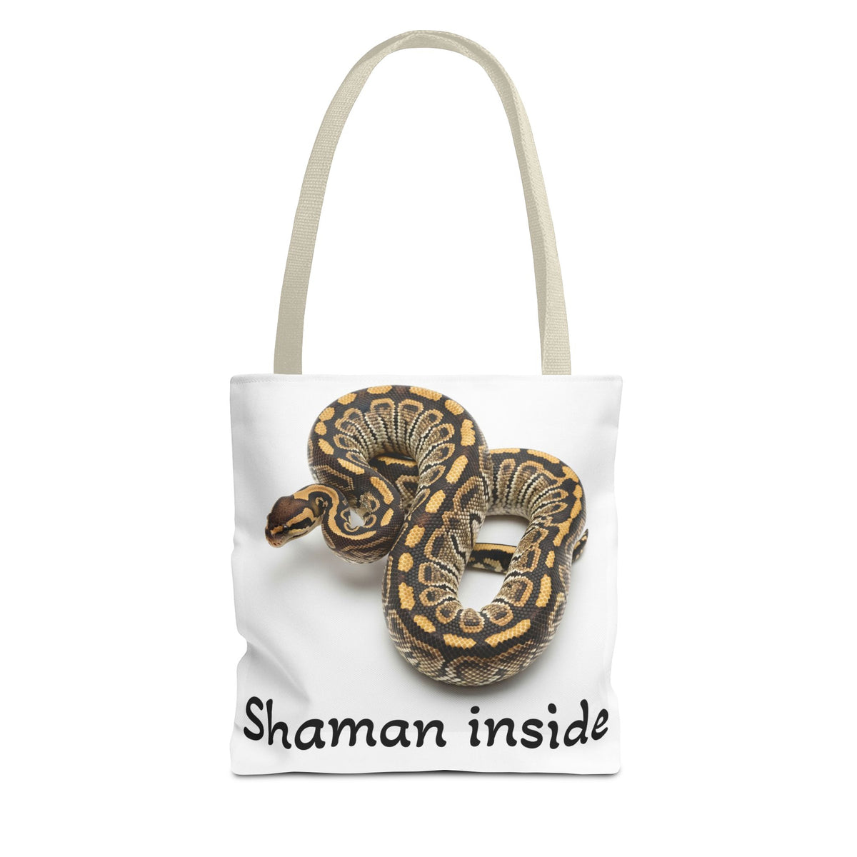 Snake Shaman Python Tote Bag — 'Shaman Inside' Printed Canvas Tote