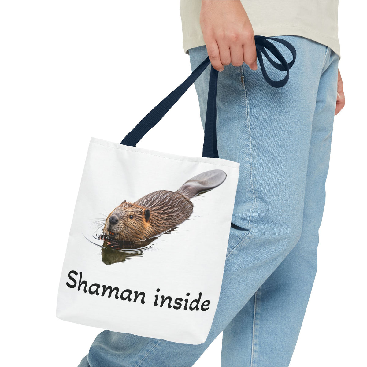 Shaman Inside Tote Bag — Cute Beaver Spirit Animal Beach & Market Tote