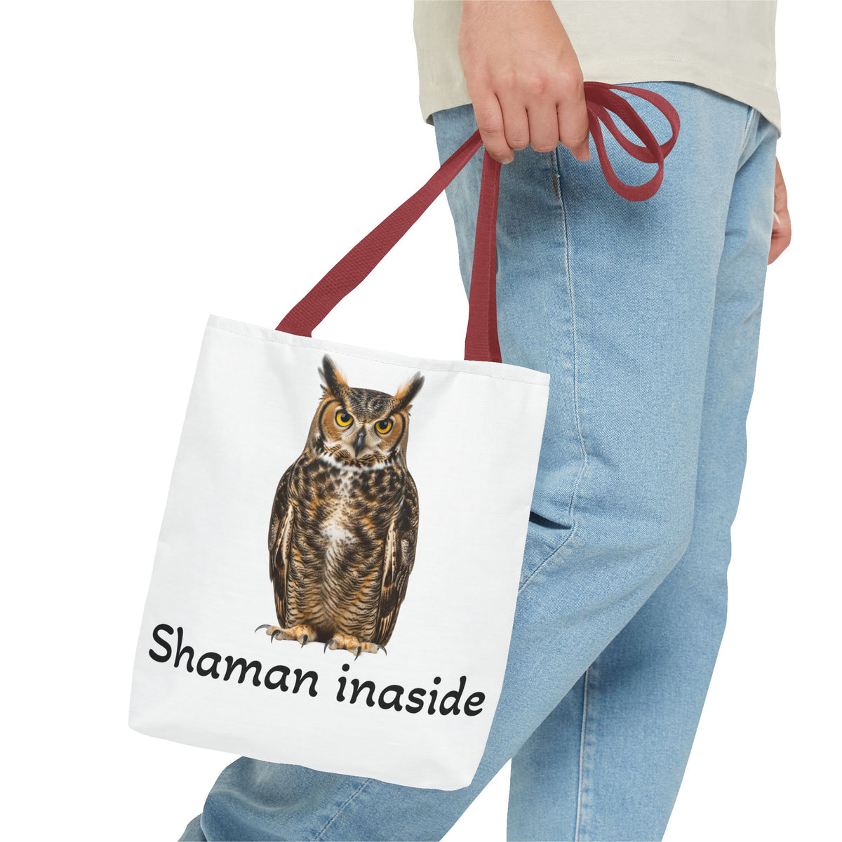 Borsa tote Shaman Inside Owl — Borsa da mercato ecologica in stile boho, stregoneria spirituale