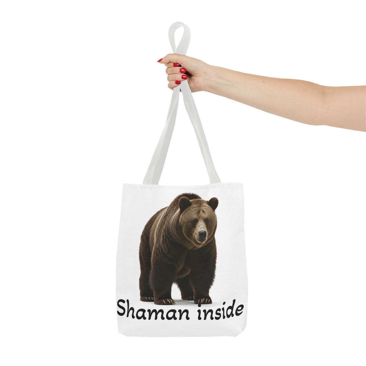 Borsa tote sciamanica con orso grizzly — Shopper in tela con fauna selvatica spirituale
