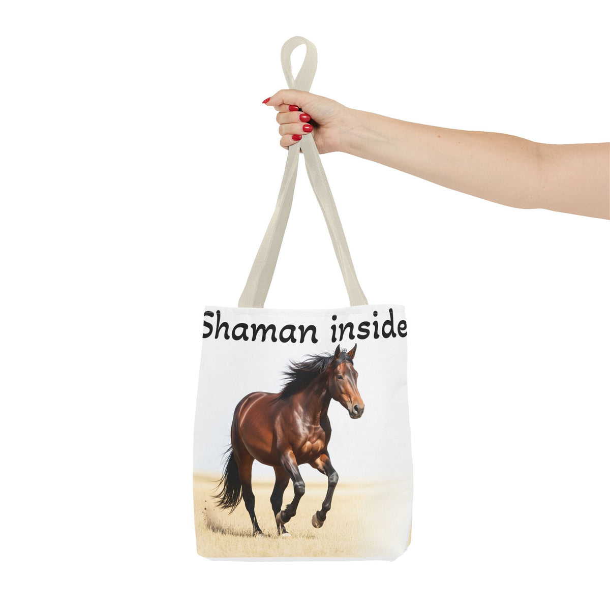 Borsa tote Cavallo Mustang Spirito Sciamanico — Borsa in tela equestre spirituale