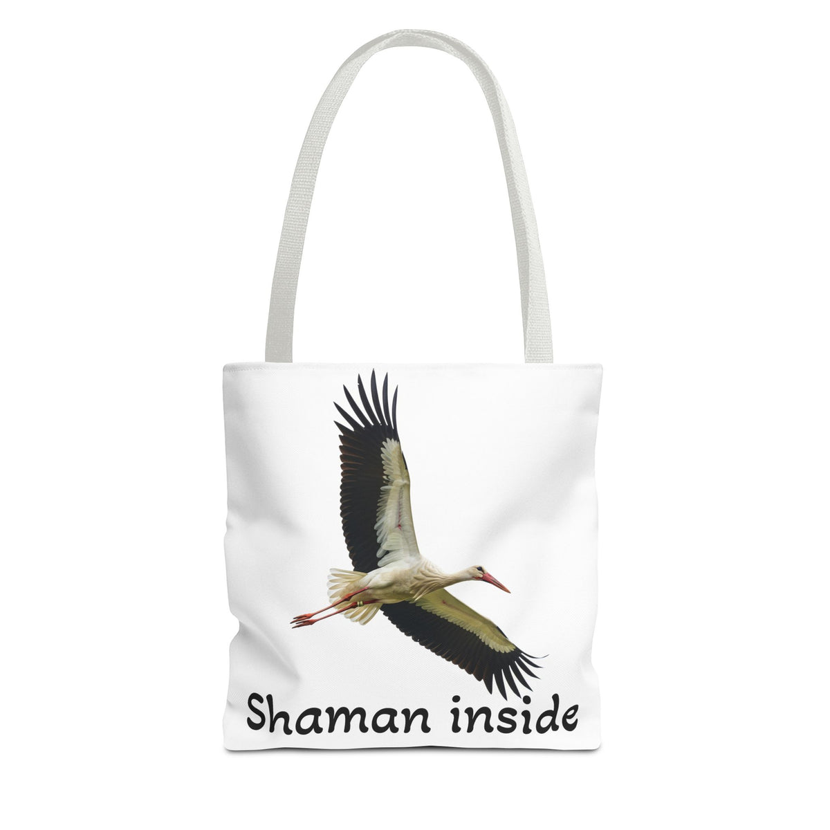 Borsa tote Shaman Inside Crane — Borsa tote spirituale con cicogna in volo per sciamani e guaritori