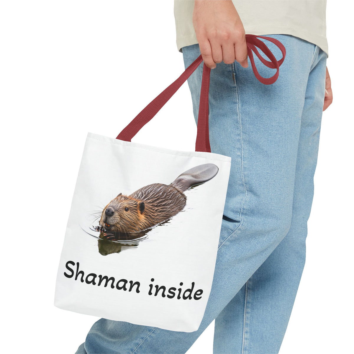 Shaman Inside Tote Bag — Cute Beaver Spirit Animal Beach & Market Tote