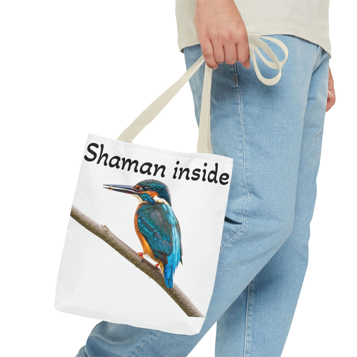 Tote Bag — Borsa shopper illustrata con martin pescatore "Shaman Inside"