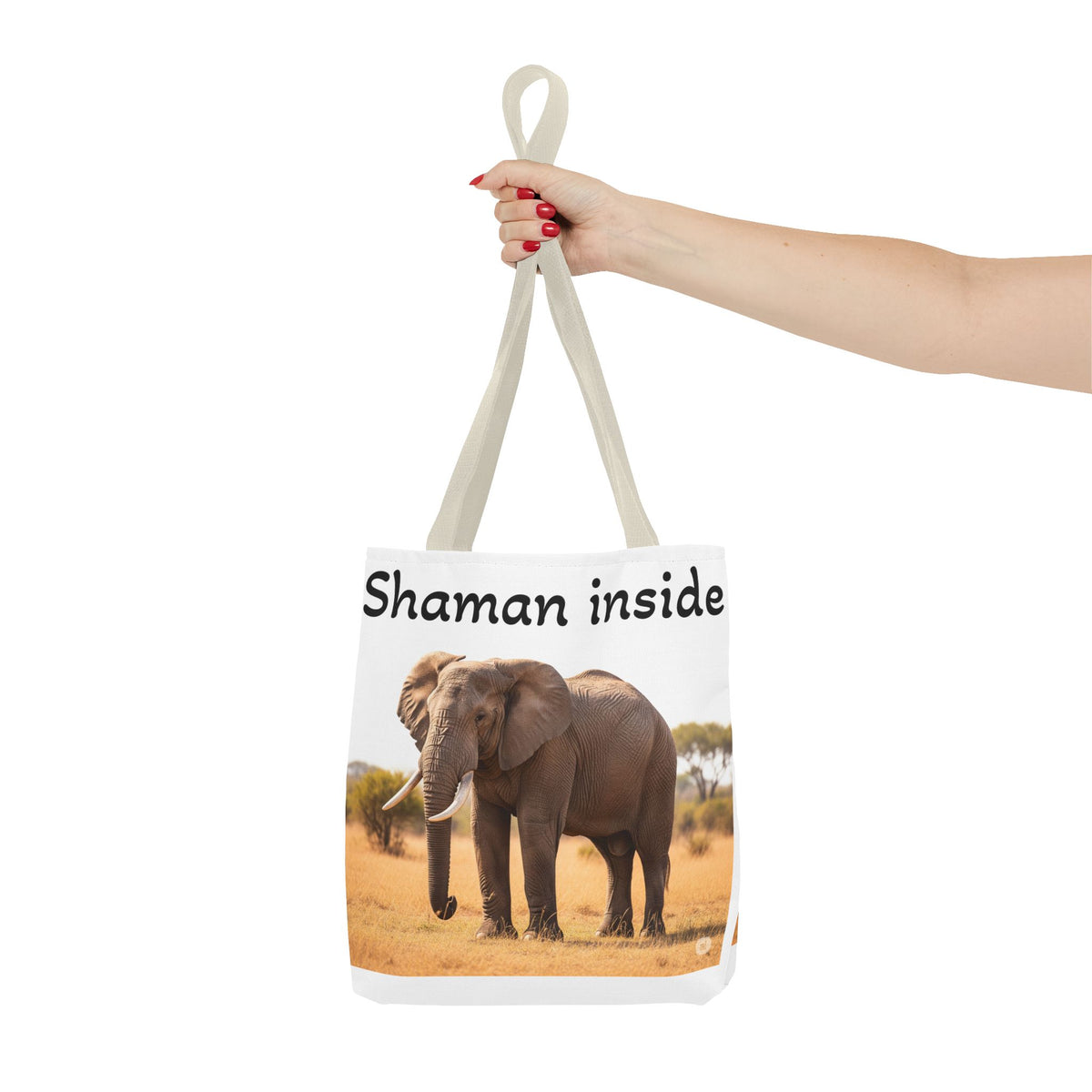 Borsa shopper "Shaman Inside Elephant" — Borsa in tela con stampa di animale spirituale